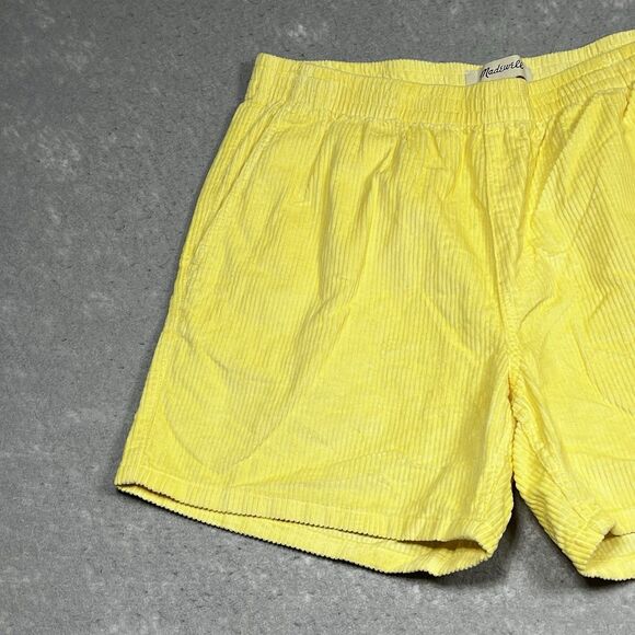 Madewell Variegated Corduroy Shorts Mens Medium Yellow Elastic Waist Pull On - Picture 2 of 12